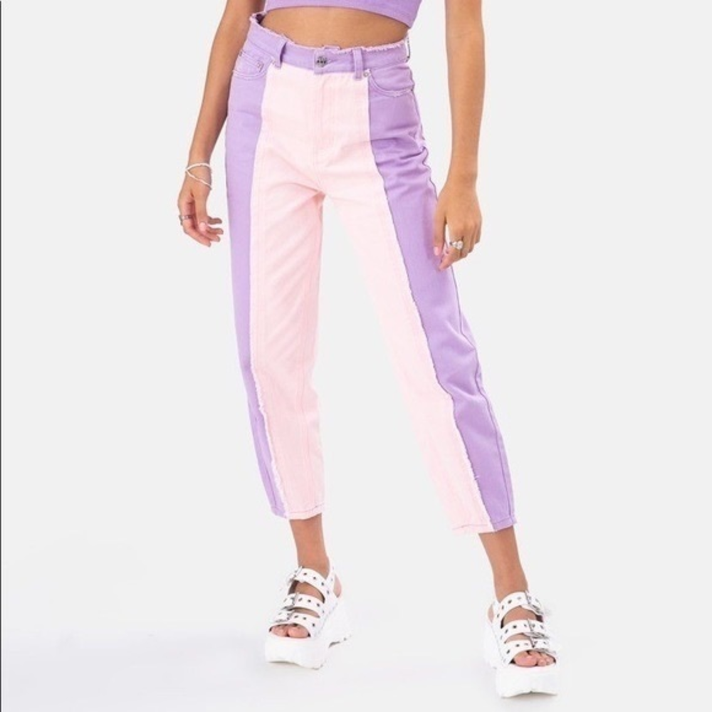 Adika Colorblock Purple Pink Jeans size XS